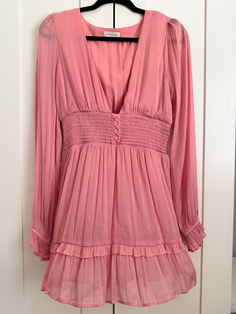Lovers + Friends Pink V-Neck Long Sleeve Tunic Dress